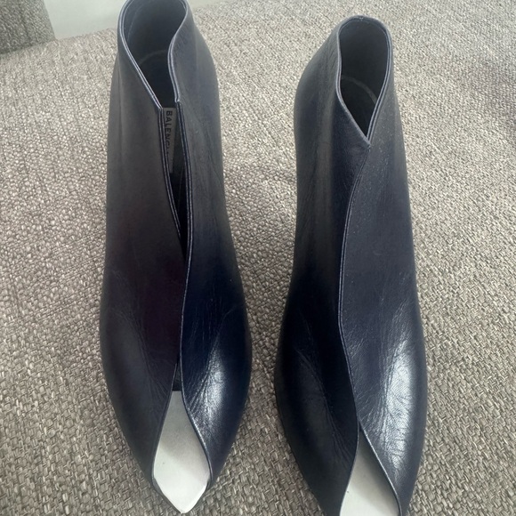 Balenciaga Shoes - Balenciaga Dark Blue Leather Ankle Boots